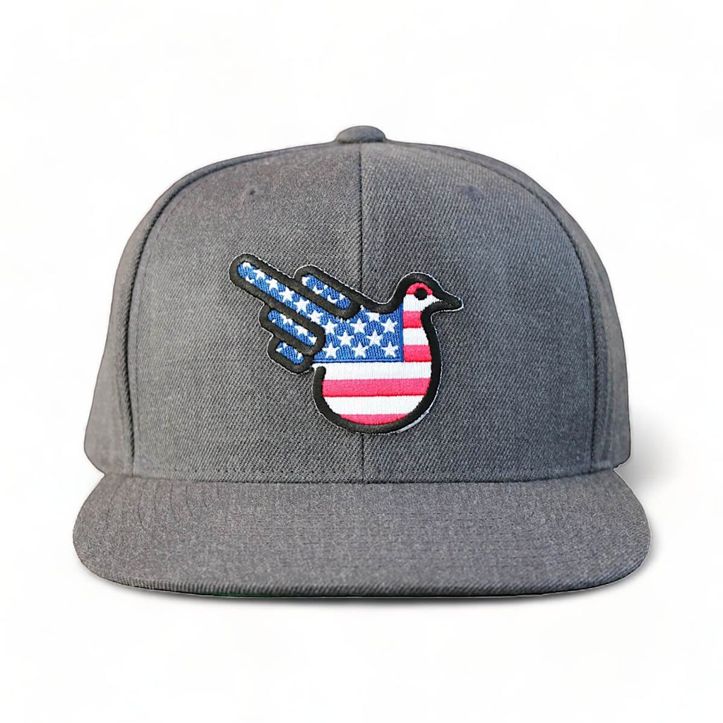 Tonal Light Gray Patriotic American Flag Hat | Freedom Fatigues Fitted Hat in color: Light Heather, Flag Design by MAD GEAR display picture 1