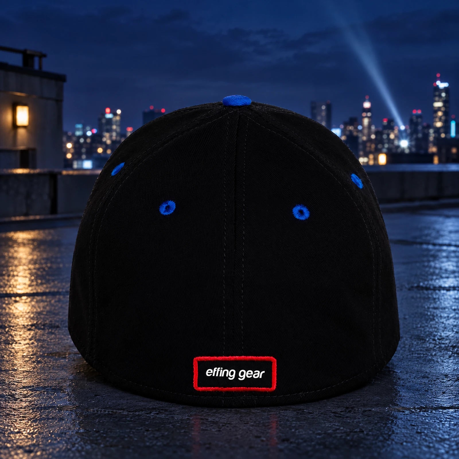 Hat — rear view and closure