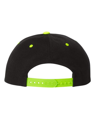 Black & Neon Green Flat Brim Snap