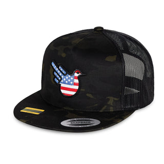 American Black Camo Trucker Flat Bill Snap - Effing Gear