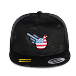American Black Camo Trucker Flat Bill Snap - Effing Gear
