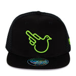 Black Flat Bill Trucker Snap W/ Green Bird - Effing Gear