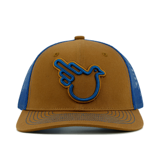 Real Man Biscuit front with blue Double-Bird 3D embroidery