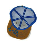 Real Man Biscuit blue Under-Bird embroidery beneath biscuit brim
