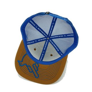 Real Man Biscuit blue Under-Bird embroidery beneath biscuit brim