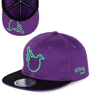 Purple Flat Bill Snap W/ Green Bird - Effing Gear