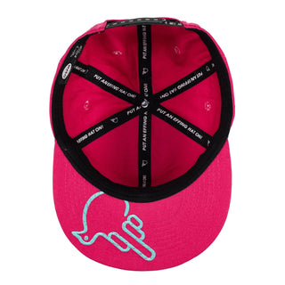 Raspberry Flat Bill Snapback W/ Blue Bird - Effing Gear