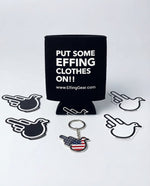 Starter Kit - Stickers (4) , Keychain (White, Black or USA) & Koozie - Effing Gear