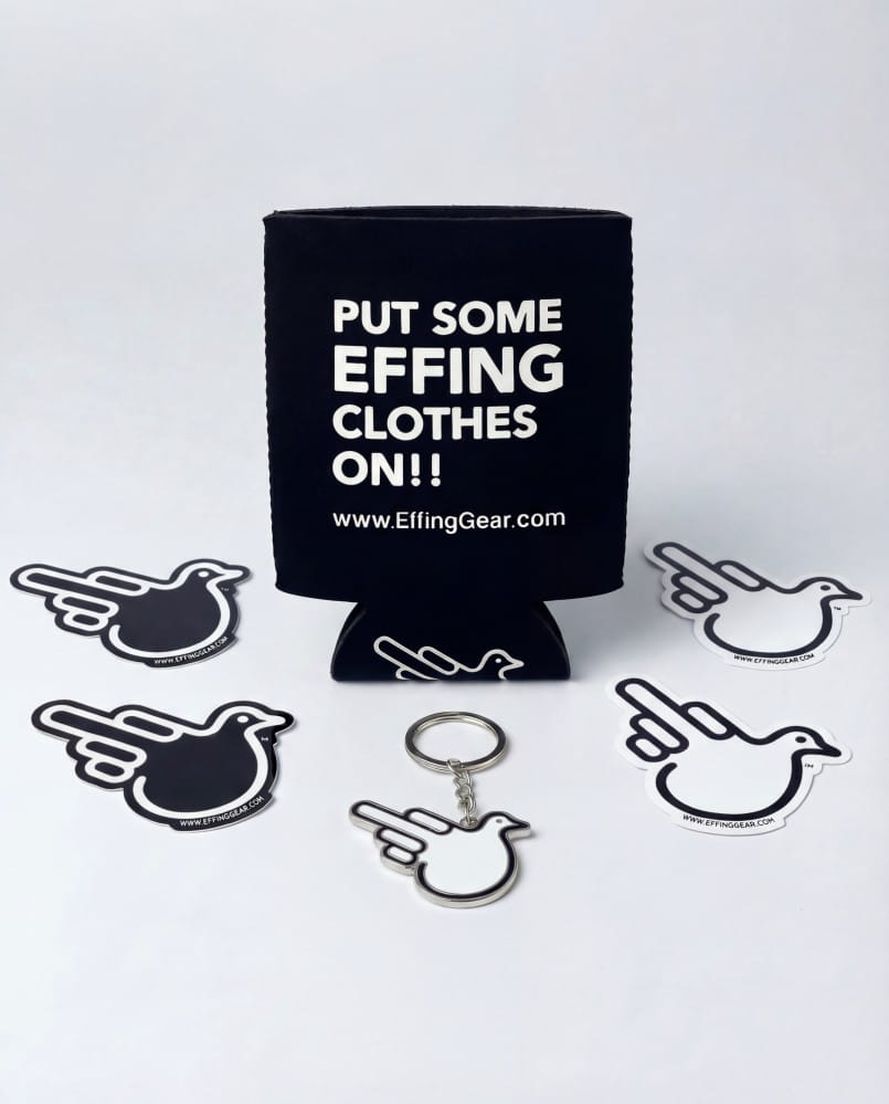 Effing Starter Kit - Stickers (4) , Keychain (White, Black or USA) & Koozie ...