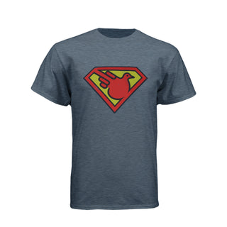 Superbird 6010 triblend tee in vintage navy, front view with upright full-border shield