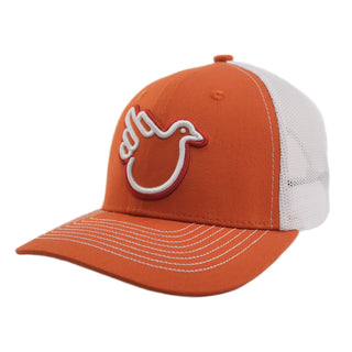 The Kennedy orange and white Double-Bird trucker hat