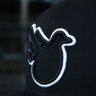 The Snowbird Black and White Flat Bill Snapback Hat - Effing Gear