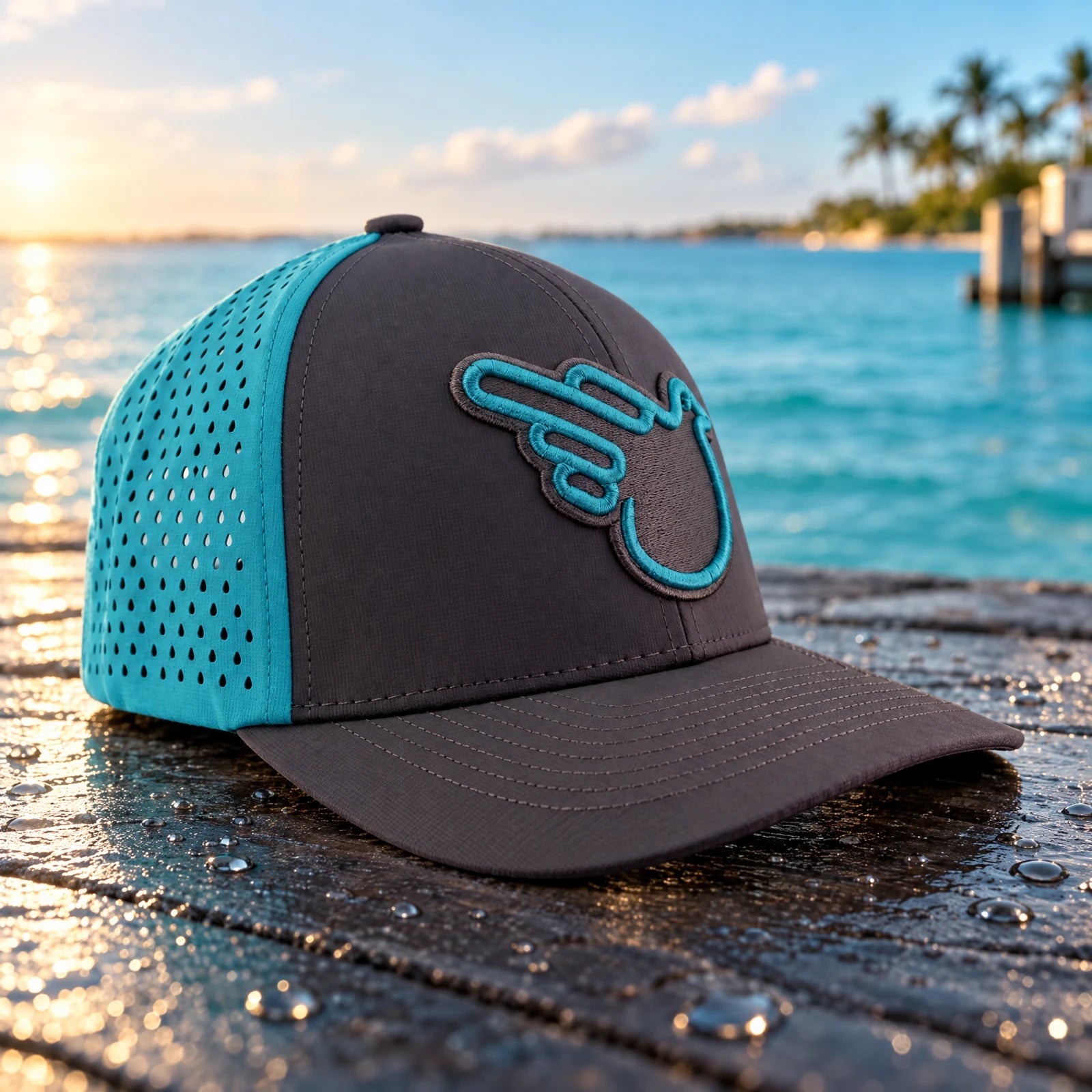 Hat Turquoise/Charcoal Gray — front view