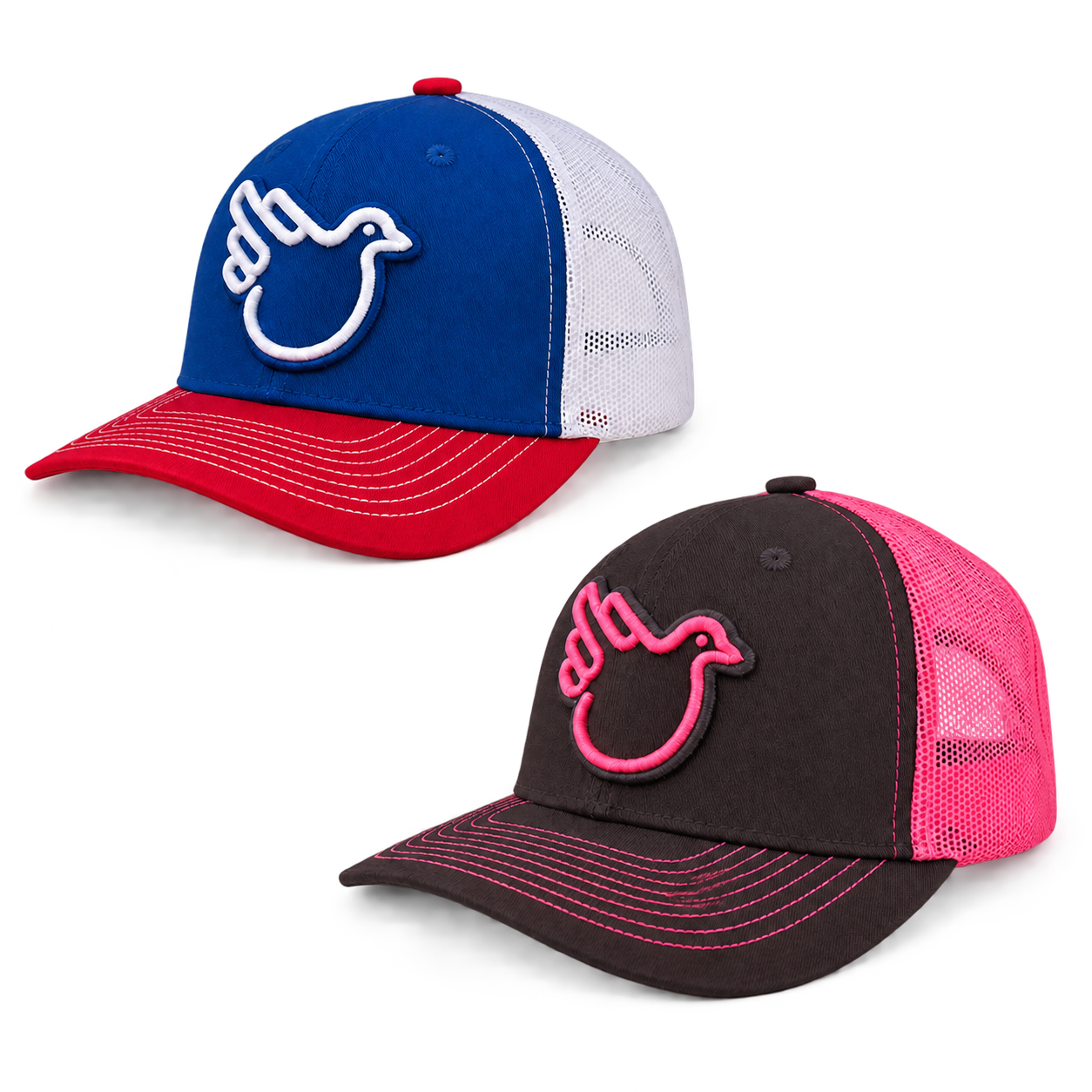 American Jim Blue and Real Man Pink hats